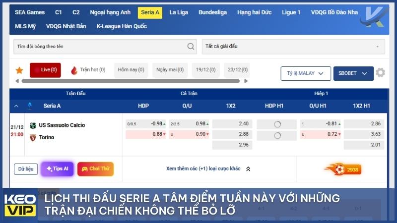 Tin Serie A Hôm Nay: Cập Nhật Kết Quả, Chuyển Nhượng & Tỷ Lệ Kèo Mới Nhất 3 Lịch thi đấu Serie A tâm điểm tuần này với những trận đại chiến không thể bỏ lỡ